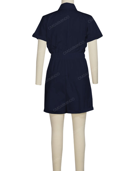 Short Sleeve Cuffed Hem Jumpsuit