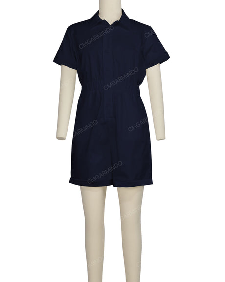Short Sleeve Cuffed Hem Jumpsuit