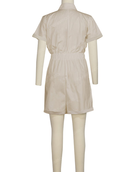 Short Sleeve Cuffed Hem Jumpsuit