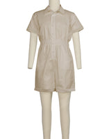 Short Sleeve Cuffed Hem Jumpsuit