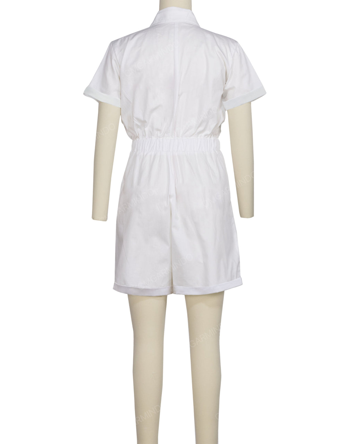 Short Sleeve Cuffed Hem Jumpsuit