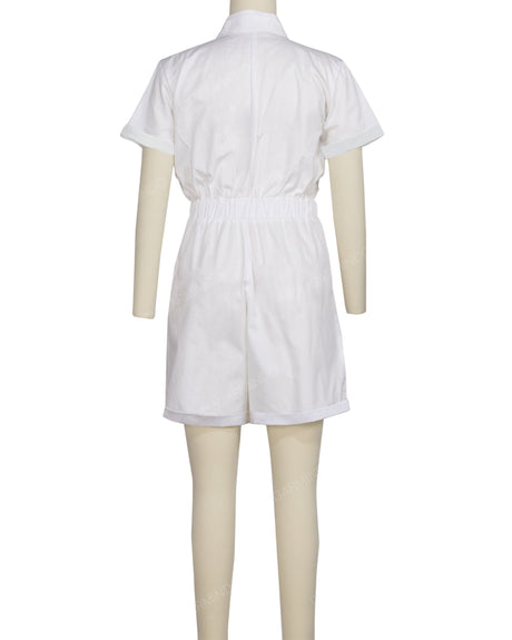 Short Sleeve Cuffed Hem Jumpsuit