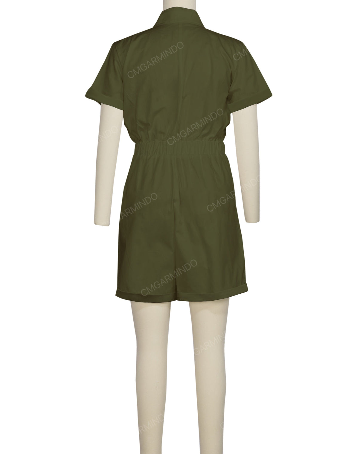 Short Sleeve Cuffed Hem Jumpsuit