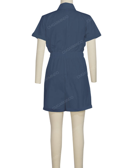 Short Sleeve Cuffed Hem Jumpsuit
