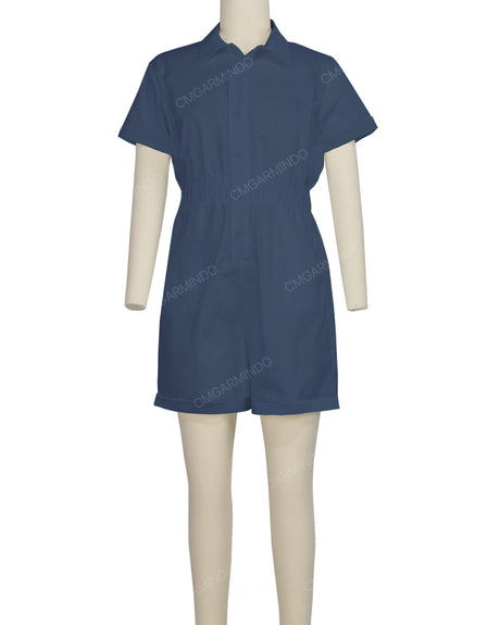 Short Sleeve Cuffed Hem Jumpsuit