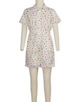 Short Sleeve Cuffed Hem Jumpsuit