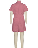 Short Sleeve Cuffed Hem Jumpsuit