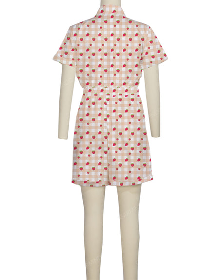 Short Sleeve Cuffed Hem Jumpsuit