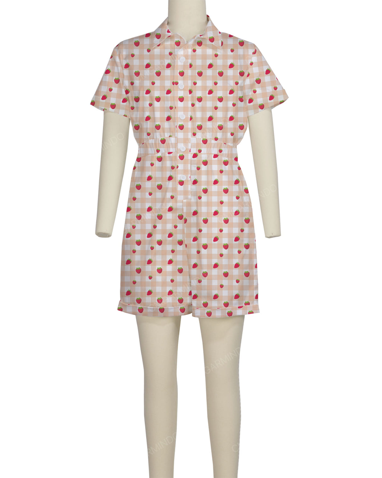 Short Sleeve Cuffed Hem Jumpsuit