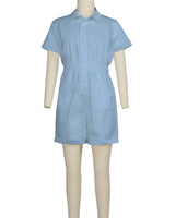 Short Sleeve Cuffed Hem Jumpsuit