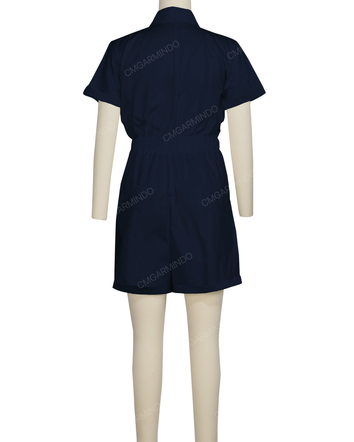 Short Sleeve Cuffed Hem Jumpsuit