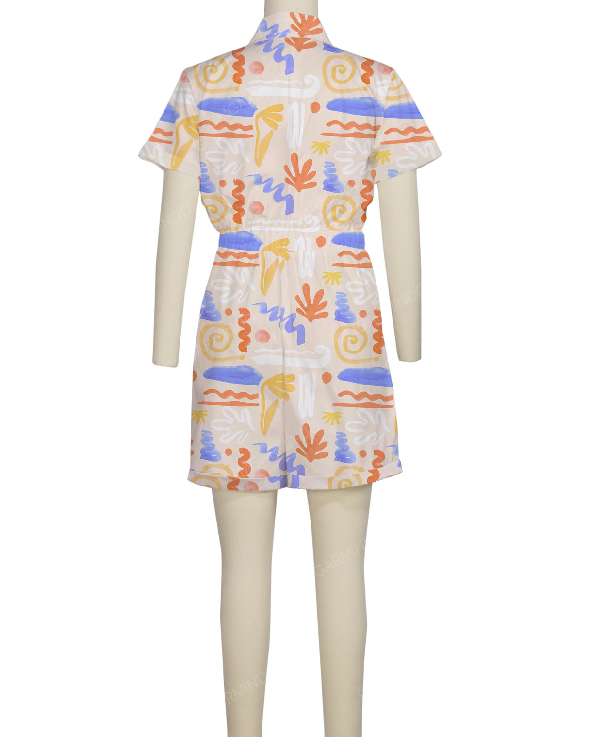 Short Sleeve Cuffed Hem Jumpsuit
