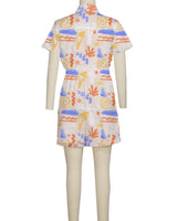 Short Sleeve Cuffed Hem Jumpsuit