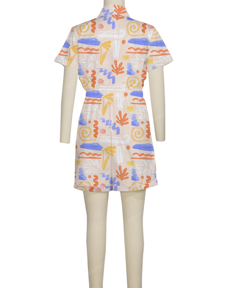 Short Sleeve Cuffed Hem Jumpsuit
