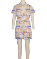 Short Sleeve Cuffed Hem Jumpsuit