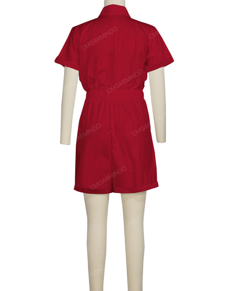 Short Sleeve Cuffed Hem Jumpsuit