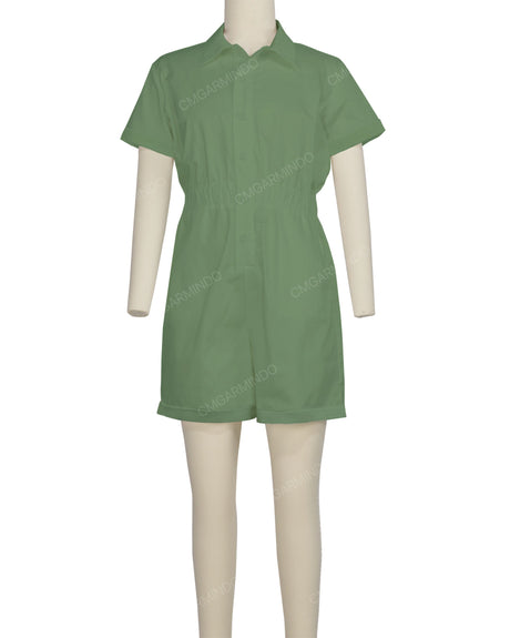 Short Sleeve Cuffed Hem Jumpsuit