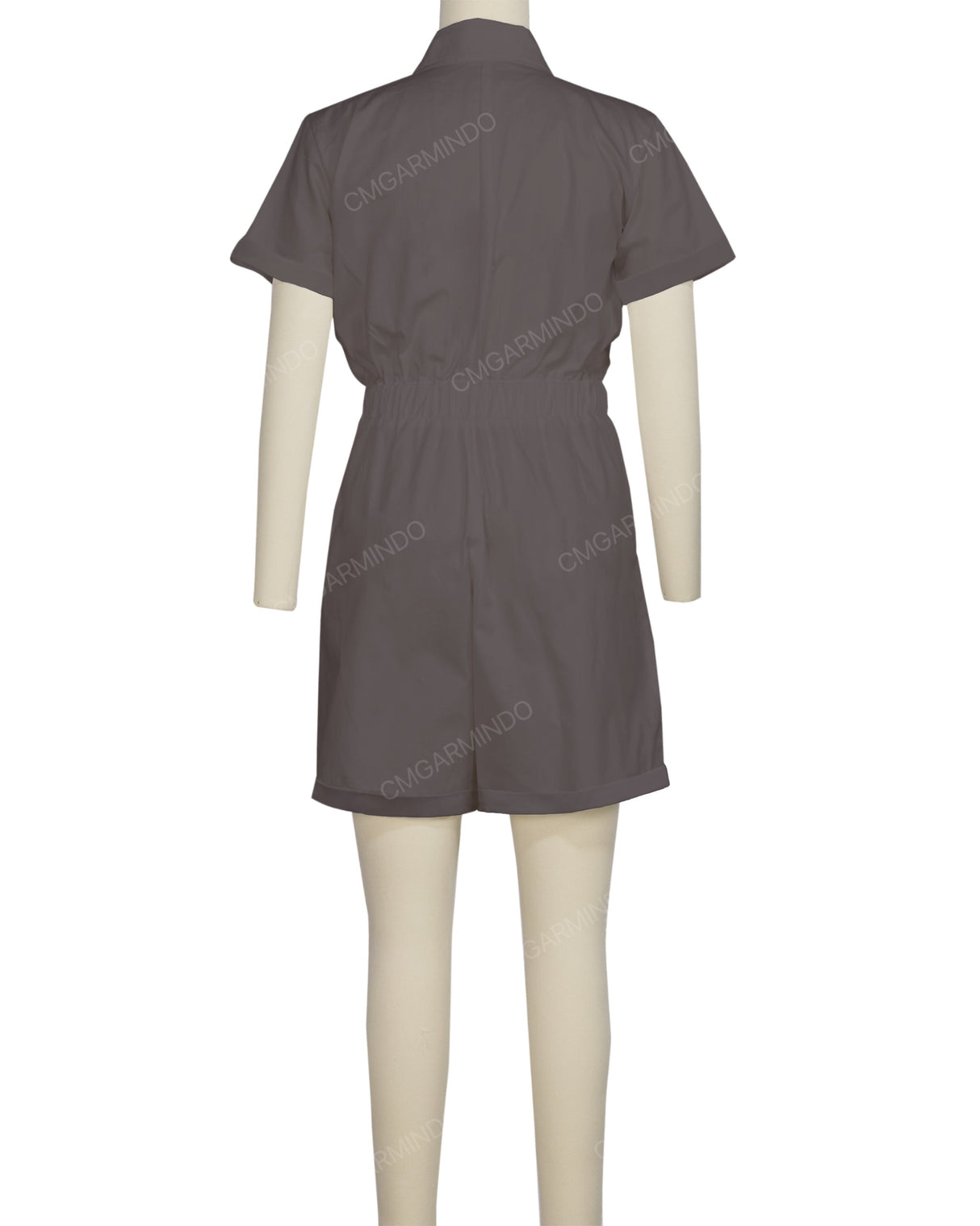 Short Sleeve Cuffed Hem Jumpsuit