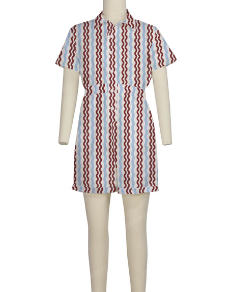 Short Sleeve Cuffed Hem Jumpsuit