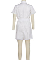Short Sleeve Cuffed Hem Jumpsuit