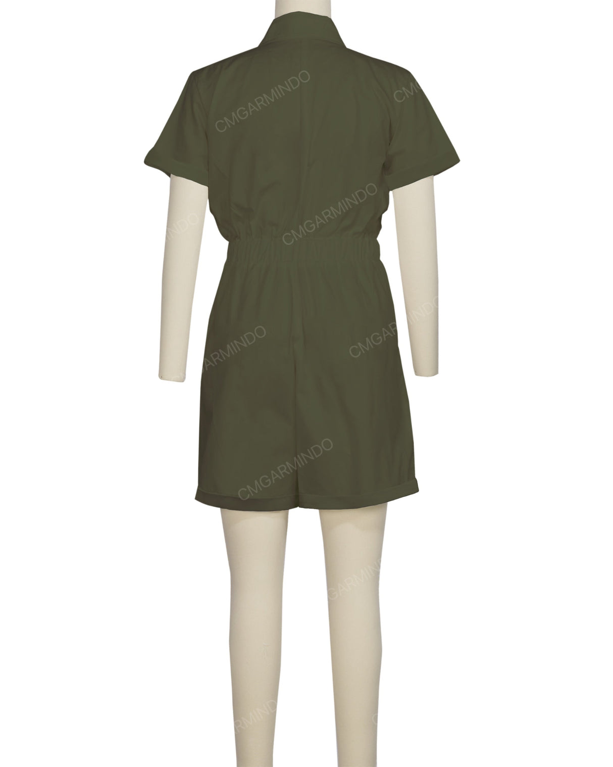 Short Sleeve Cuffed Hem Jumpsuit