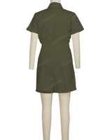 Short Sleeve Cuffed Hem Jumpsuit