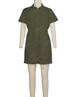 Short Sleeve Cuffed Hem Jumpsuit