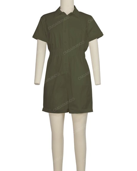 Short Sleeve Cuffed Hem Jumpsuit