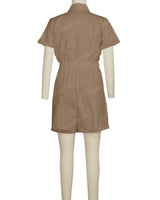 Short Sleeve Cuffed Hem Jumpsuit