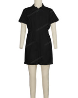 Short Sleeve Cuffed Hem Jumpsuit