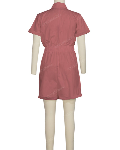 Short Sleeve Cuffed Hem Jumpsuit