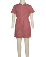 Short Sleeve Cuffed Hem Jumpsuit