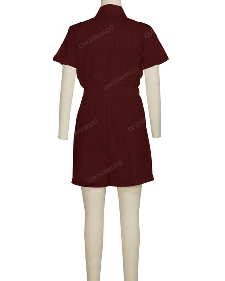 Short Sleeve Cuffed Hem Jumpsuit
