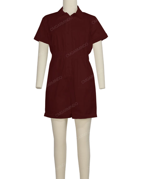 Short Sleeve Cuffed Hem Jumpsuit