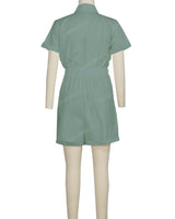 Short Sleeve Cuffed Hem Jumpsuit