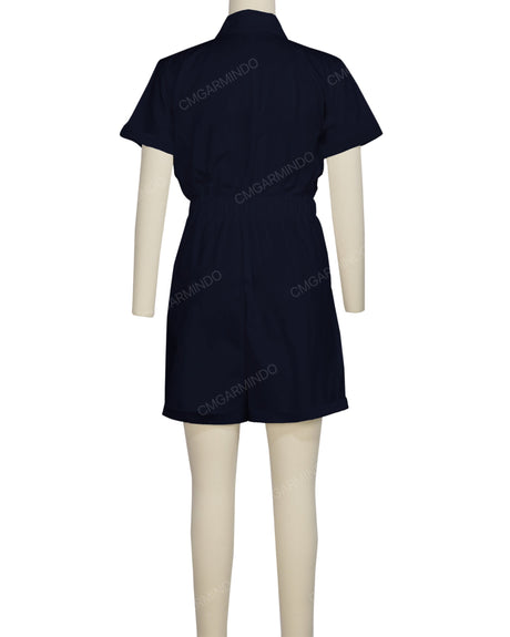 Short Sleeve Cuffed Hem Jumpsuit