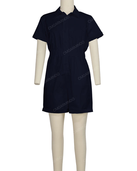 Short Sleeve Cuffed Hem Jumpsuit