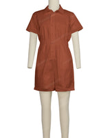 Short Sleeve Cuffed Hem Jumpsuit