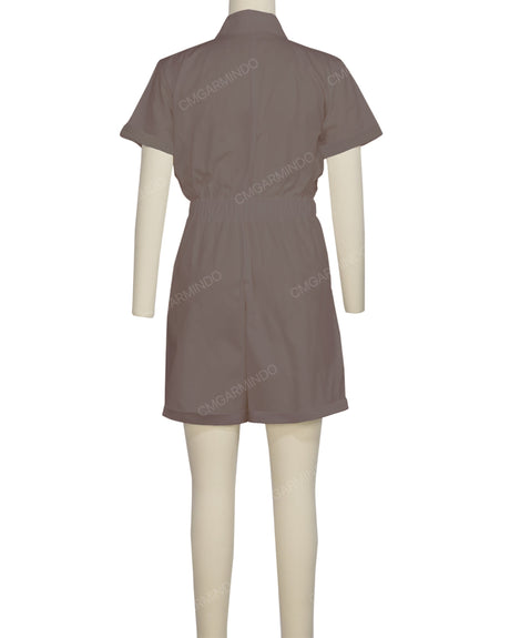 Short Sleeve Cuffed Hem Jumpsuit