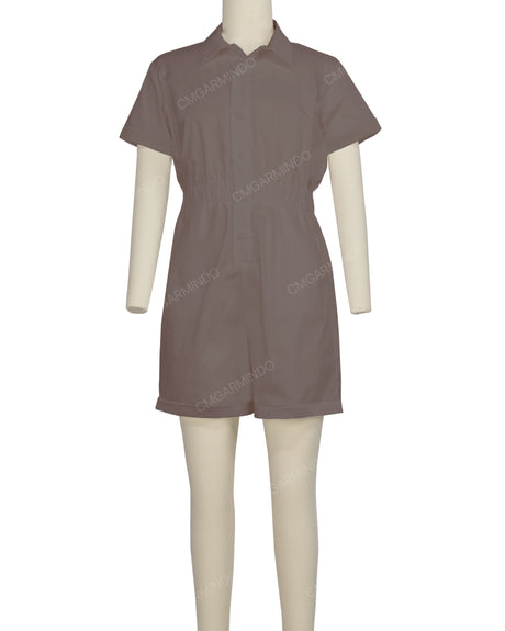 Short Sleeve Cuffed Hem Jumpsuit