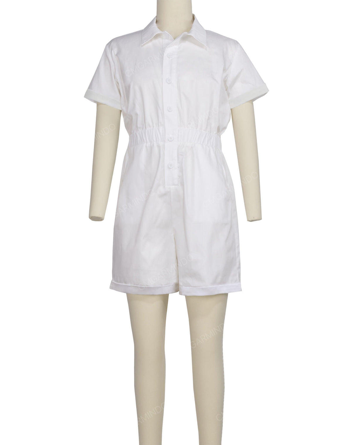 Short Sleeve Cuffed Hem Jumpsuit