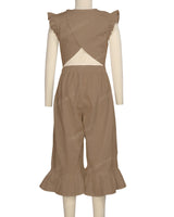 Ruffle Cap Sleeve Asymmetrical Jumpsuit