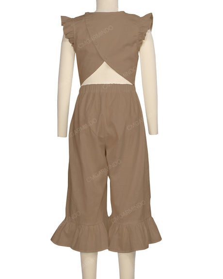 Ruffle Cap Sleeve Asymmetrical Jumpsuit