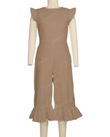 Ruffle Cap Sleeve Asymmetrical Jumpsuit