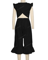 Ruffle Cap Sleeve Asymmetrical Jumpsuit