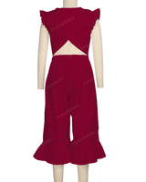 Ruffle Cap Sleeve Asymmetrical Jumpsuit