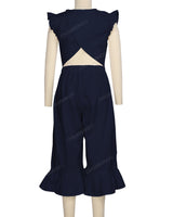 Ruffle Cap Sleeve Asymmetrical Jumpsuit