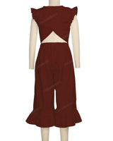 Ruffle Cap Sleeve Asymmetrical Jumpsuit