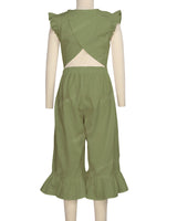 Ruffle Cap Sleeve Asymmetrical Jumpsuit