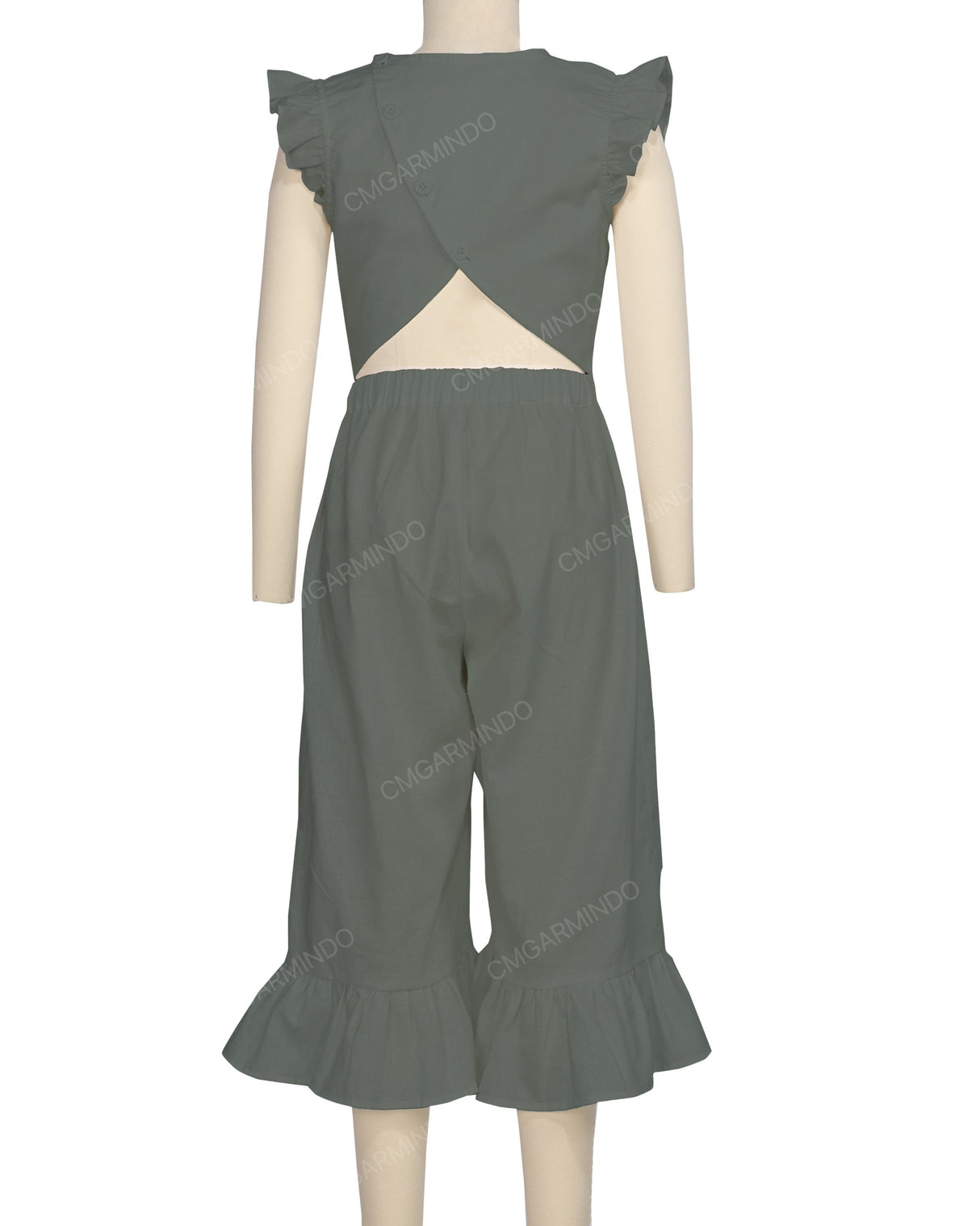 Ruffle Cap Sleeve Asymmetrical Jumpsuit